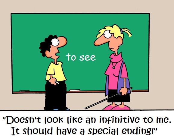 Cartoon inflected infinitive Old English