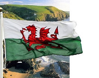Wales beach and flag